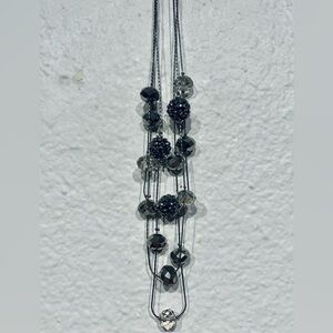 Vintage Silver-tone Triple-strand Beaded Necklace